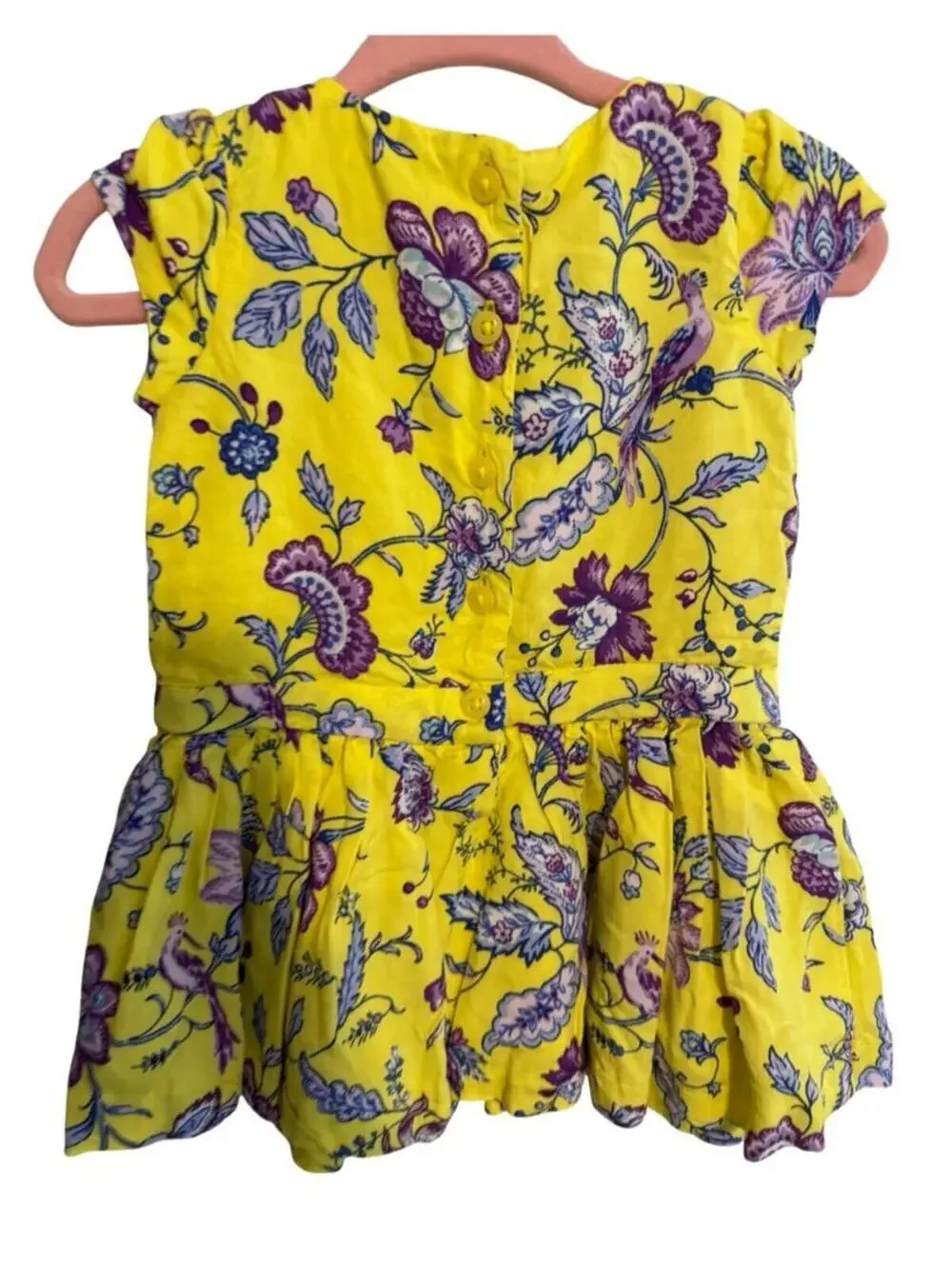 Janie and Jack Yellow Purple Floral Dress 6-12 Months Short Sleeve Baby Girl EUC